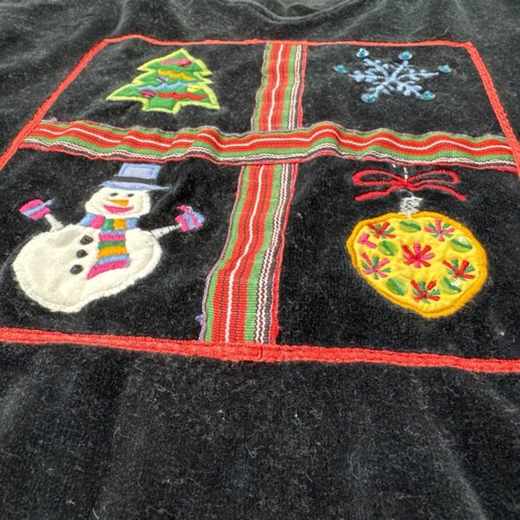 MICHAEL SIMON Womens Pant Suit Set Black Velour Christmas Embroidered Holiday - Picture 4 of 16